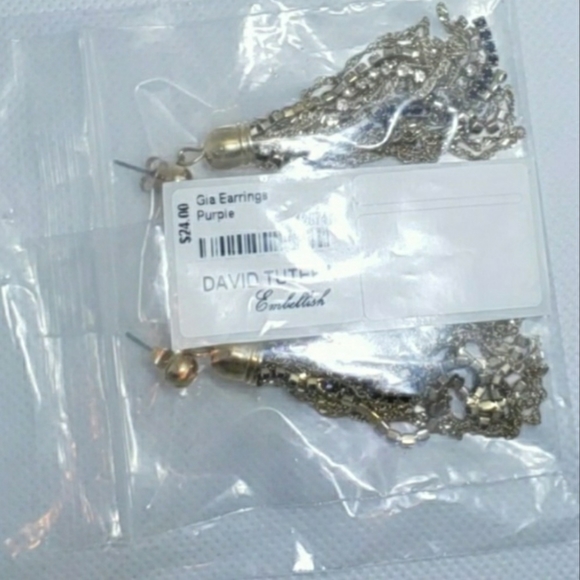 SEE NEW LISTING David Tutera purple rhinestone tassel earrings - Picture 3 of 3